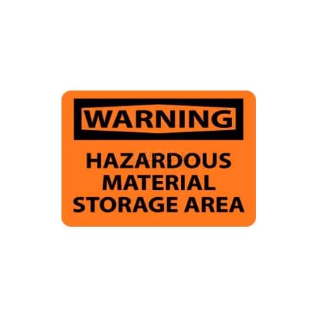 National Marker Co NMC OSHA Sign, Warning Hazardous Material Storage Area, 10in X 14in, Orange/Black W285RB